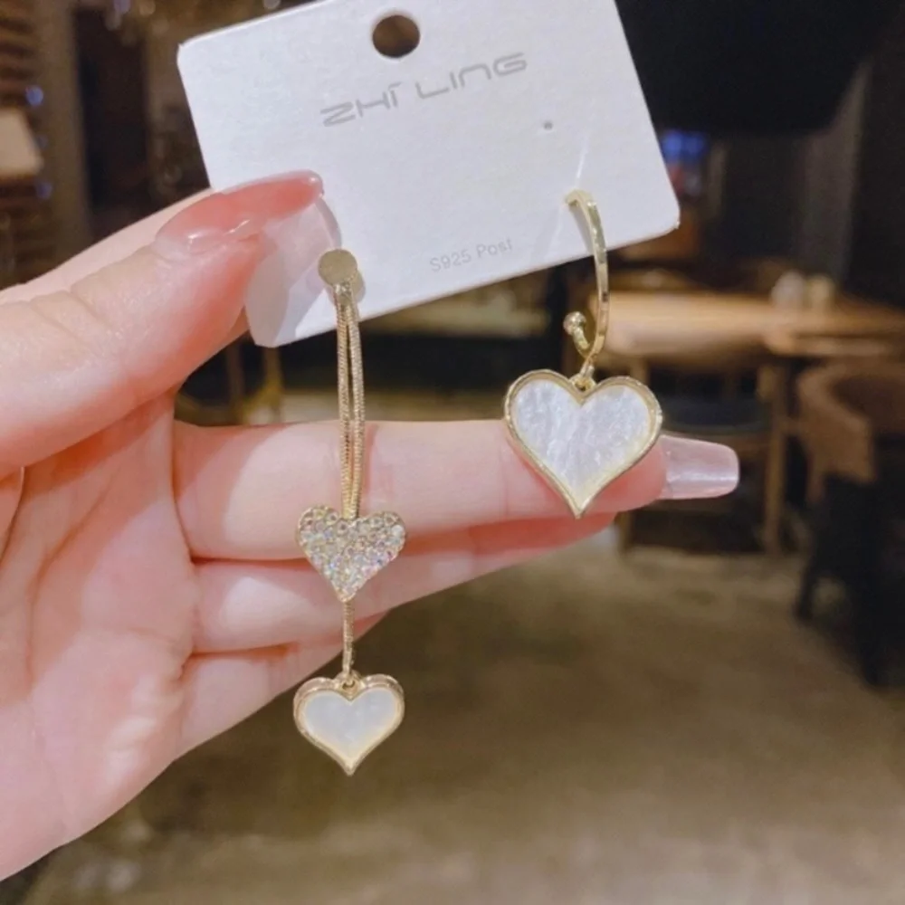 Asymmetric Love Heart Dangle Drop Earrings for Women